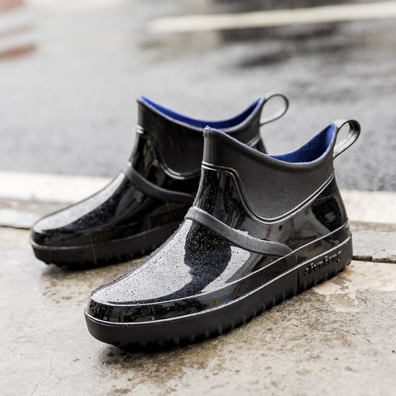 Non-slip Rain Boots Men Waterproof Shoes Plush Warm Fishing Shoes Non-slip Slip-on Winter Boots Men Zapatos De Mujer Rain Boots: Black / 40
