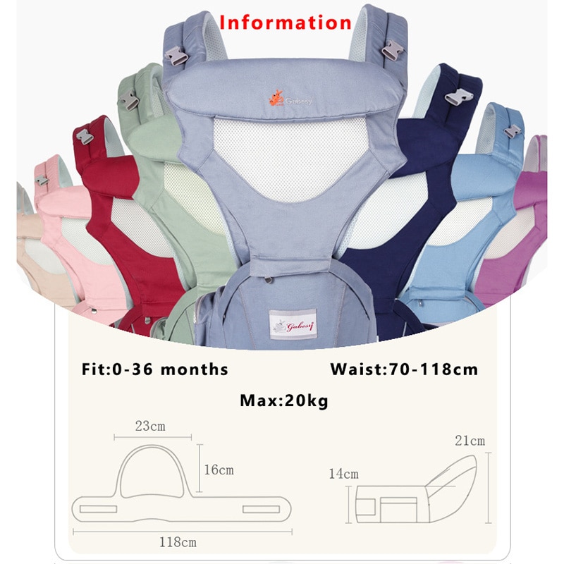 Ademende ergonomische draagzak, heupdrager, draagbare kangoeroe, babyrugzak voor het dragen van kinderen, draagdoek voor baby's