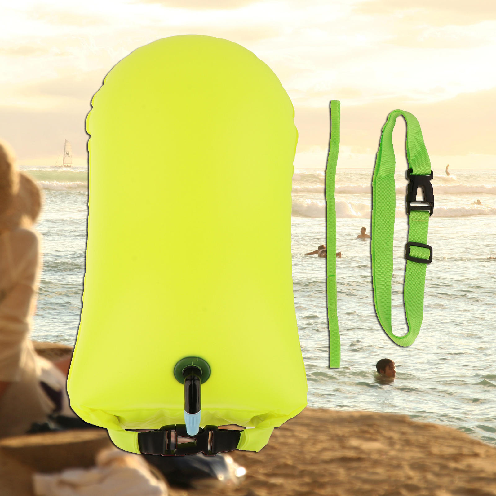 Swim Buoy 20L 28l Inflatable Waterproof Dry Bag Swimming Buoy for Open Water: 20L Yellow 27x63cm