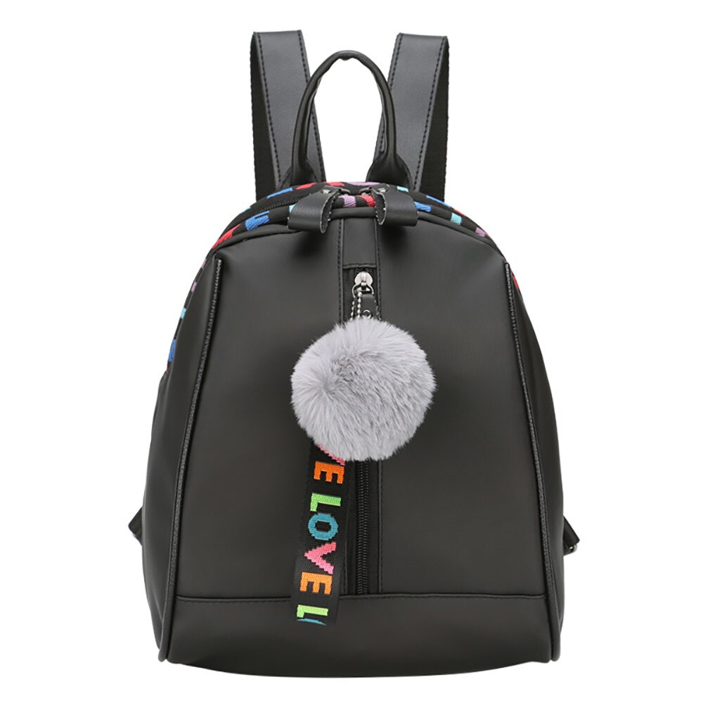 Female Soft PU Leather Mini Backpacks Students Fuzzy Ball Pendant Shoulder Schoolbags Women Small Travel Bag BackPack #25