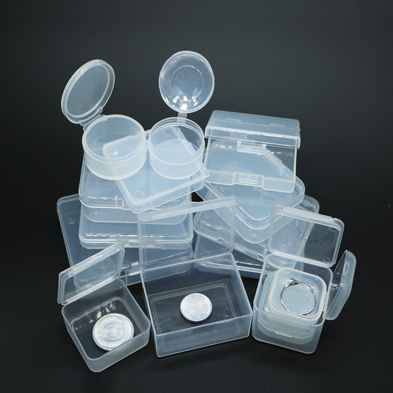 Clear Lidded Small Plastic Box For Storage Small Parts Tools Jewelry Display Screw Sewing Case Beads Tablet Container Packaging