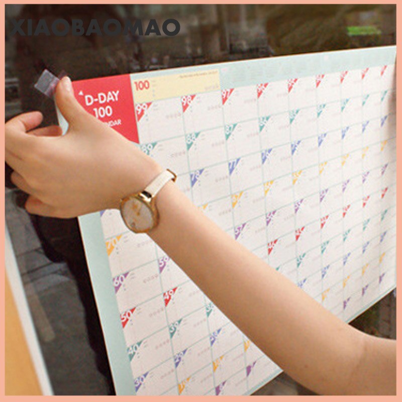 100 Day Countdown Calendar Learning Schedule Periodic Planner Table Calendar Office School Supplies
