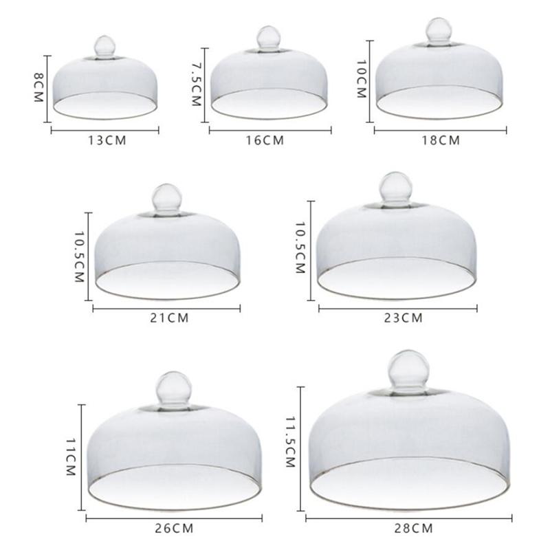 1Pc Transparante Stofdicht Glas Cover Voedsel Taart Cover Duurzaam Voedsel Beschermende Cover Diameter 13Cm/16cm/18Cm/21Cm