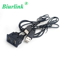 Biurlink-Cable de extensión de Panel de interfaz USB Dual para coche, CD Universal de 100CM para Volkswagen, Toyota, BMW, Peugeot, Mazda, Suzuki, Honda