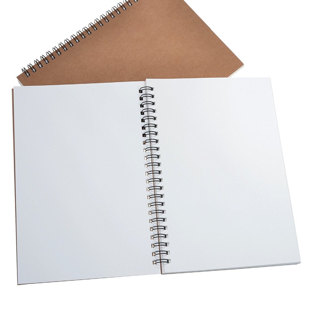 XRHYY Retro Spiral Coil Notebook Kraft Blank Sketchbook for Drawing Painting Graffiti Sketch Book Memo Pad Office And School