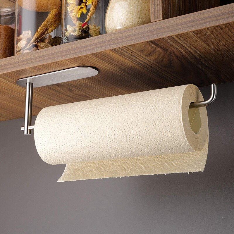 Paper Towel Holder Under Cabinet Mount - Easy One-Handed Tear Adhesive Paper Towel Rack,12 Inch Bar-Fits All Roll Sizes