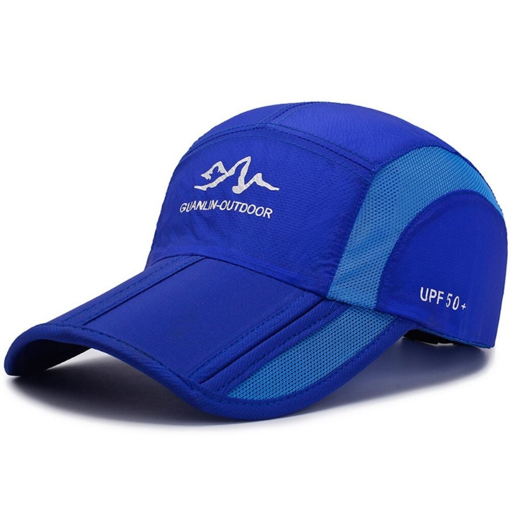 Zomer Baseball Cap Mannen Vrouwen Zonnehoed Uv Bescherming Sneldrogend Ademend Snapback Verstelbare Vouwen Wandelen Caps: sapphire