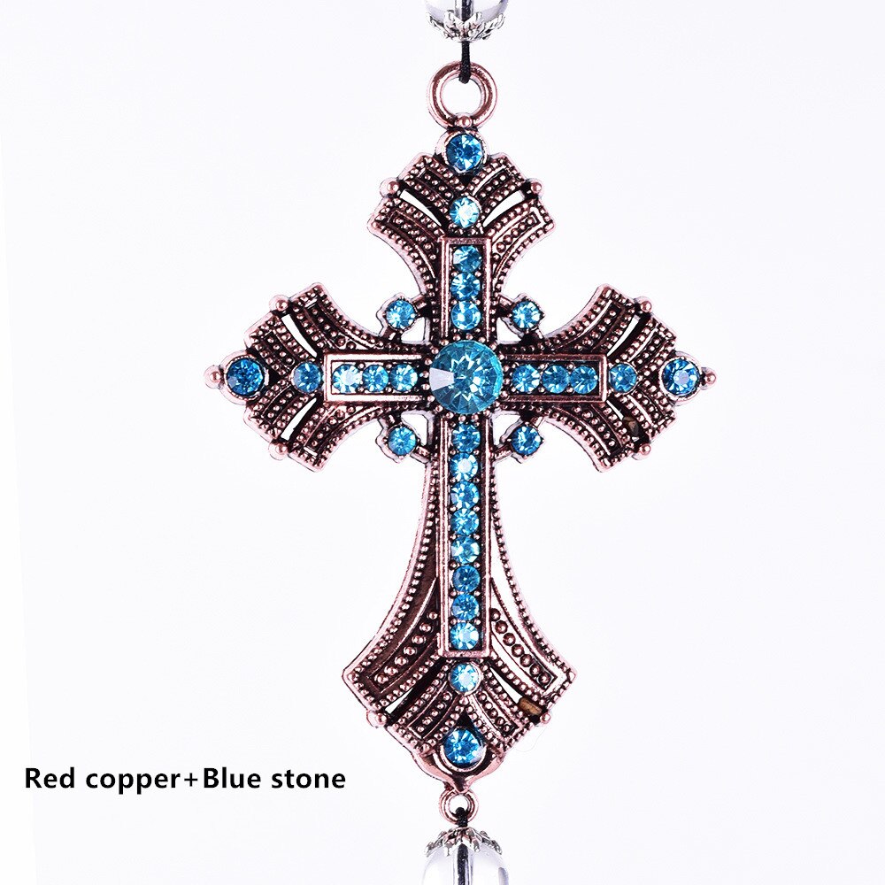 Metalen en kristallen diamanten kruis jezus christelijke auto achteruitkijkspiegel auto hanger hangende auto styling accessoires auto decoratie: 05