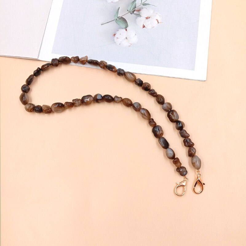 60cm DIY Austauschbare Tasche Griff Perle praktisch Kette Tasche Zubehör Handtasche Gurt Alle-spiel Acryl Schulter Taschen gürtel: Kaffee