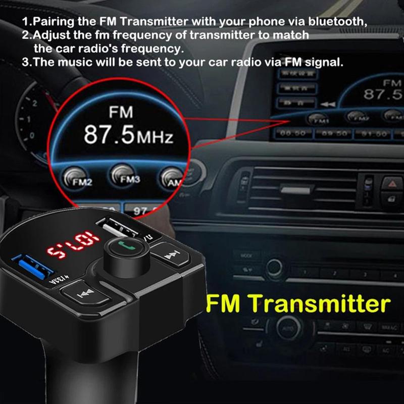 LED FM transmitter 4.1A bluetooth car kit dual USB charger mobile suitable For all phones car S6U0