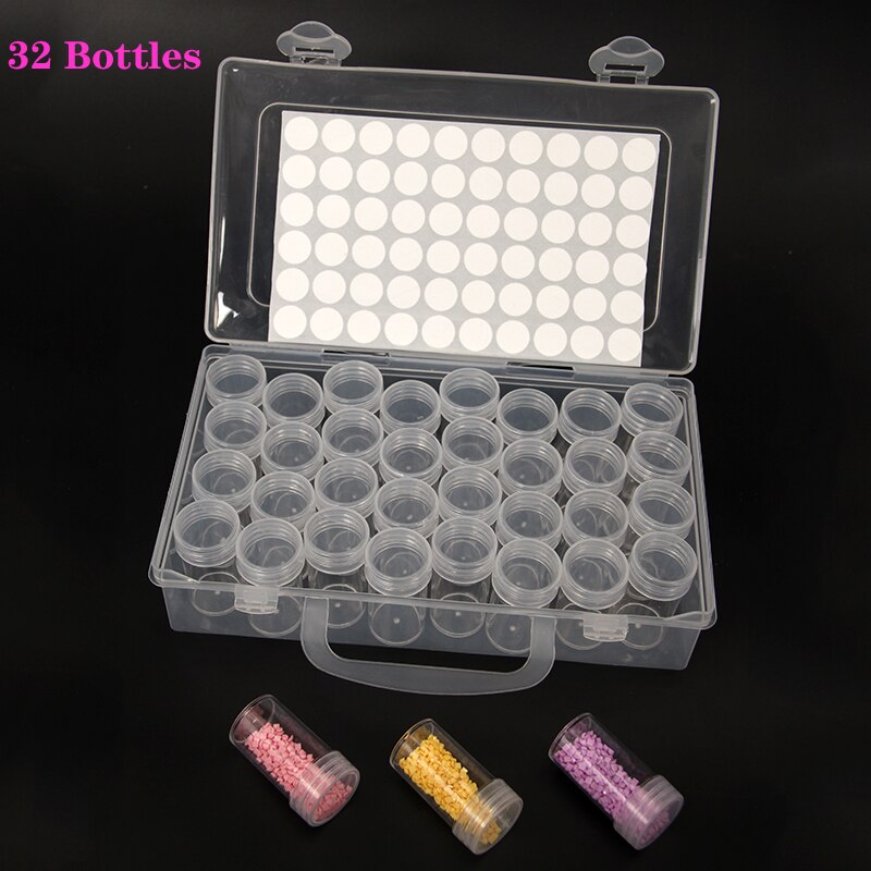 Boîte de rangement pour peinture diamant, 39 flacons, récipients pour perles, accessoires, broderie, pierre, mosaïque, pratique: 1pcs / 32bottles box