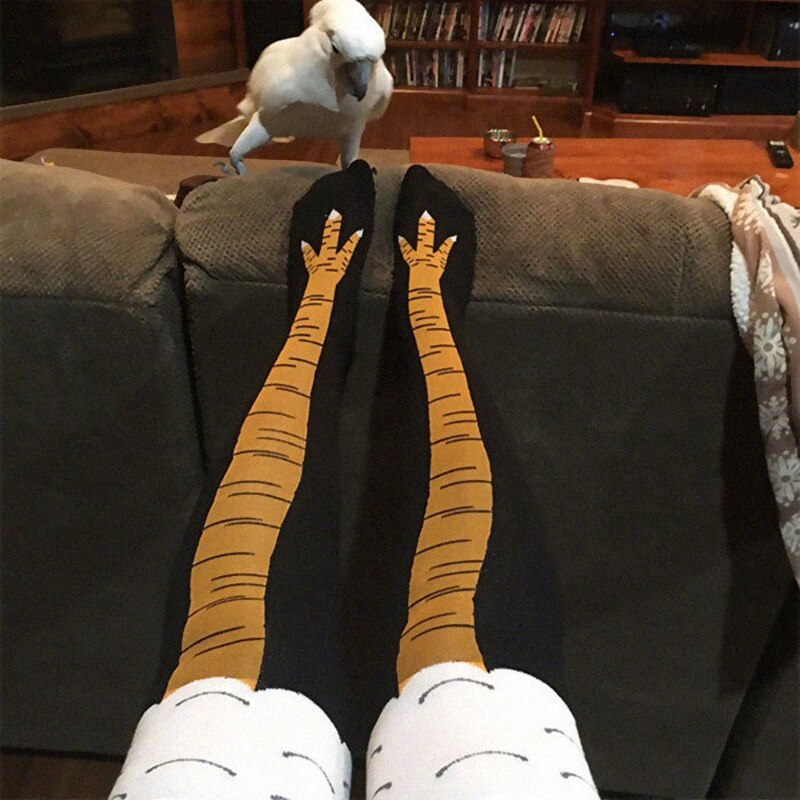 Funny Cartoon Cosplay Chicken Leg Socks Thin Women High Flexibility Cotton Chicken Feet Toe Thigh High Sock For Women