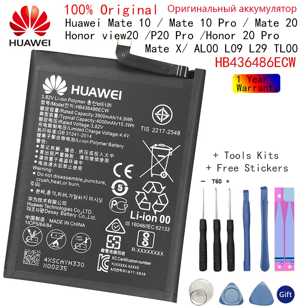 Original Phone Battery For Huawei honor 7C 7A 8 9 9 lite Nova 2 3 4/2i Ascend P10 P20 Huawei P30 P30 Pro Mate 8 9 10 /10 20 Pro: HB436486ECW