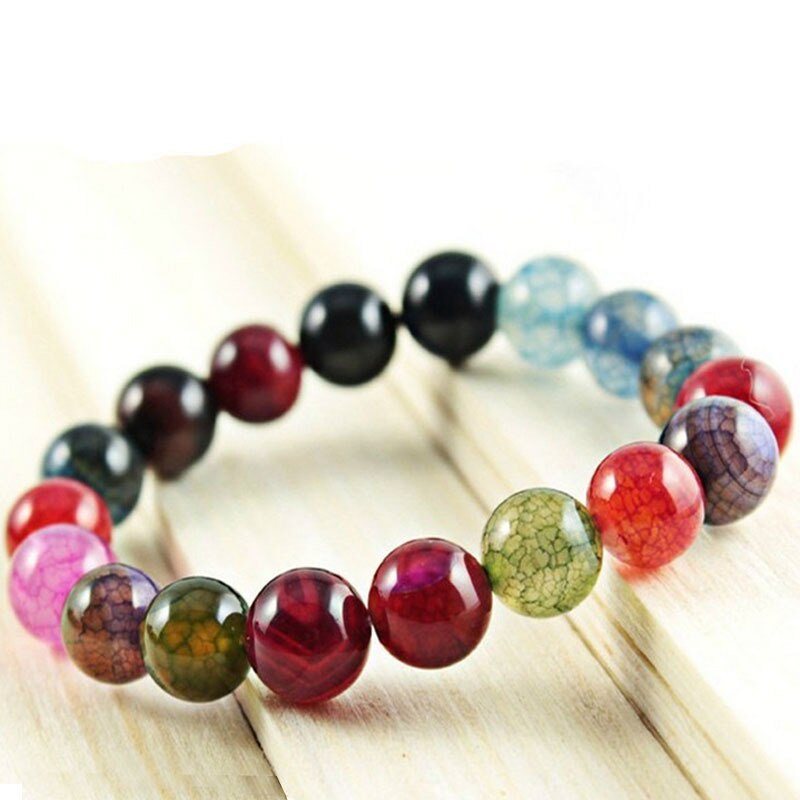 Candy Color Agates Bracelet Mix Color Semi-precious Stone Onyx Beads Strand Bracelets for Women Men Handmade Loose Beads Jewelry