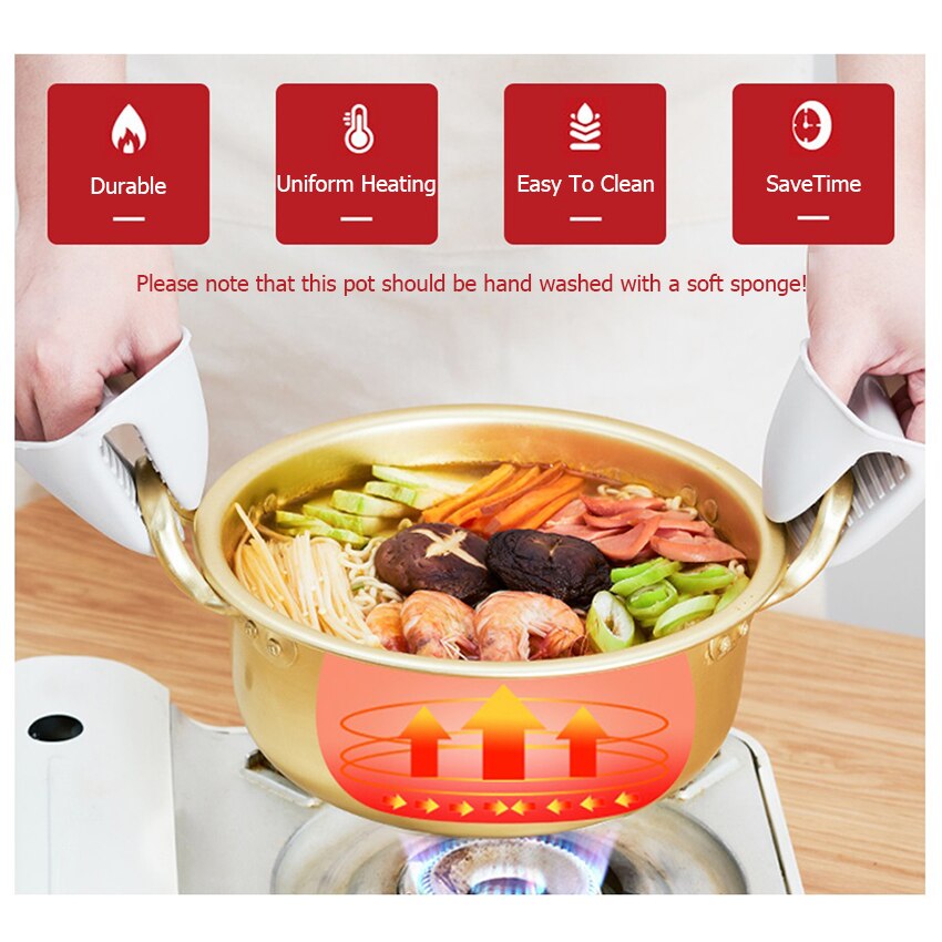 Memdoo 14/18cm ramen macarronetes panelas coreano panela de sopa cozinhar pote de aço inoxidável pote de comida para bebê rápido aquecimento para cozinha
