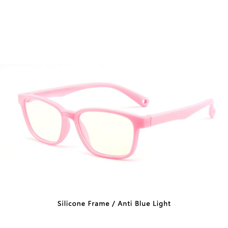 Blue Light Blocking Glasses Kids TR90 Flexible Ultralight Computer Gaming Prescription Glasses Boy Girl Child UV400: C14Pink Silicone