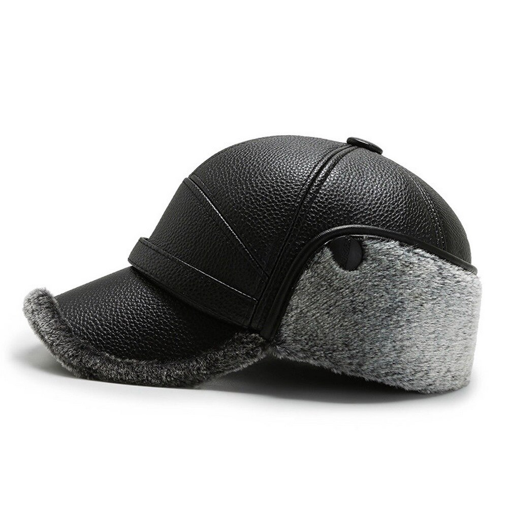 Gorra de invierno para hombre, estilo informal con protección para los oídos, visera cálida de felpa interna, sombreros geniales para ciclismo al aire libre