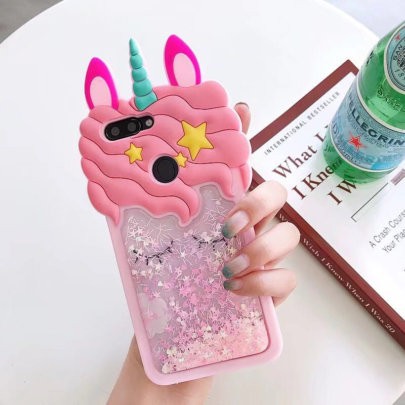 3D Cartoon Pink Quicksand Unicorn Silicone Case For Samsung Galaxy A50 A10 A20 A30 A40 M20 S8 S9 S10 Plus J4 J8 A9 A7 Cover