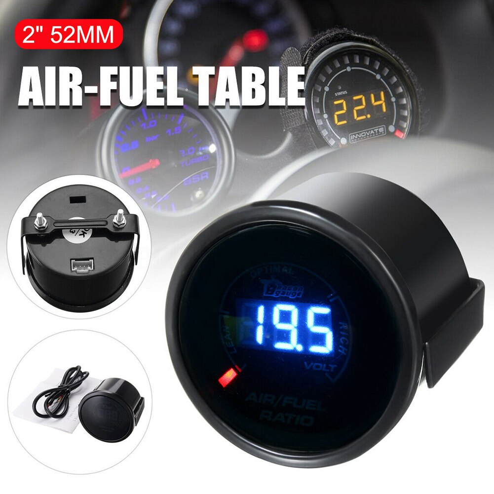 20LED Blue Light Instrument Car Oil Temperature Meter Monitor Auto Air Fuel Ratio Gauge Indicator Universal Digital Analog AFR