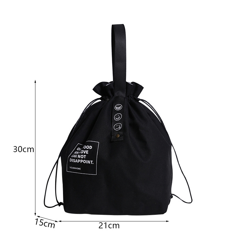 Canvas Lunch Bag Bento Box Handbag Outdoor Portable Picnic Dinner Container School Fresh Keeping Food Storage Tote Accessories: black