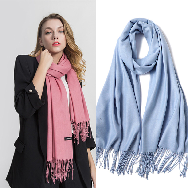 Bufanda fina para mujer, chales y chales lisos para mujer, estolas Hijab largas de Cachemira, Pashmina, pañuelos para la cabeza, de invierno 2022