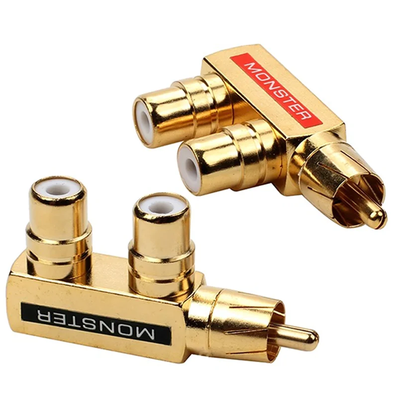 2/4/8Stck vergoldetes Kupfer AV Audio- Splitter Stecker RCA Adapter 1 Stecker auf 2 Buchse