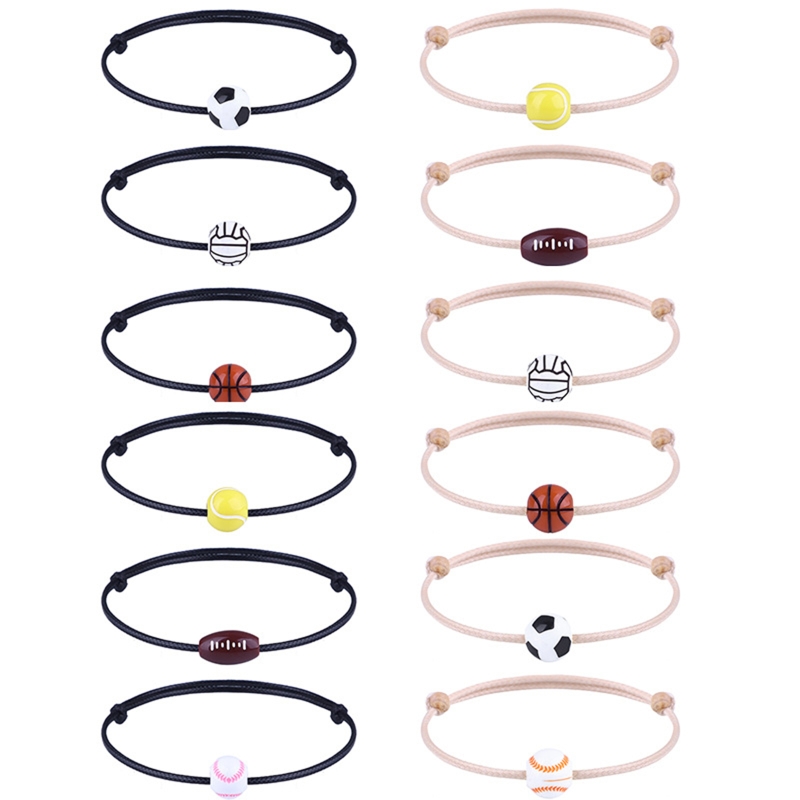 Bracciale con ciondolo R2LE per ragazzo ragazza pallone da calcio filo di cera accessori per bambini squadra coppie braccialetto di amicizia gioielli da uomo