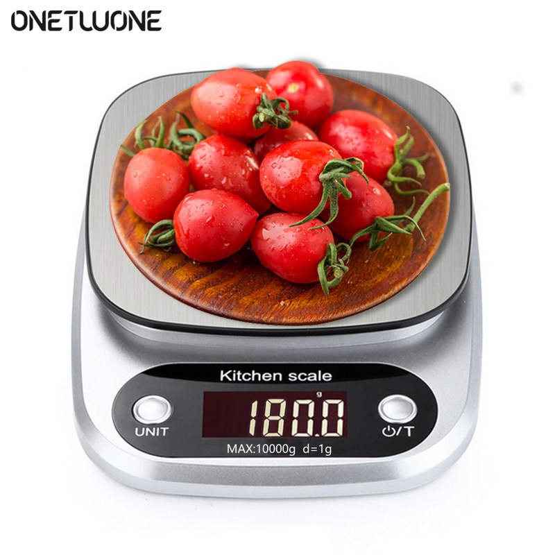 LED Electronic Digital kitchen Scale Balance Cuisine Food Scale Cooking Measure Tools Stainless Steel Weighing Measure 10KG