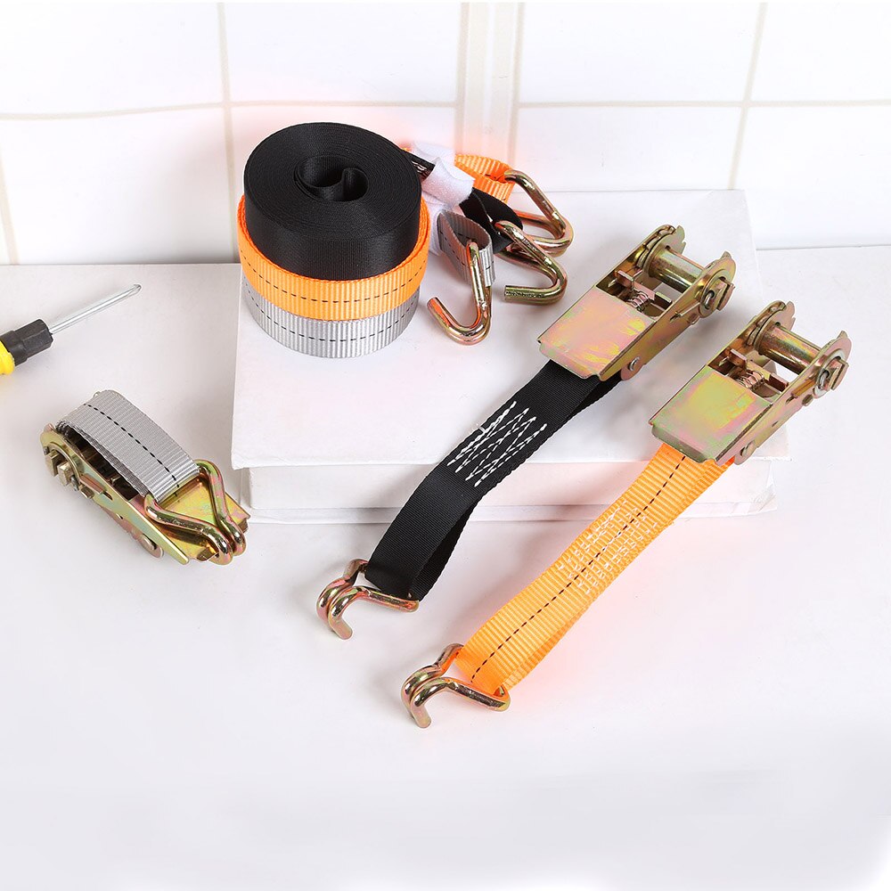 1/2/4pcs 25MMX5M Tow Rope Lorry Lashing Ratchet Belt Polyester Tie Down Cargo Strap Carbon Steel Buckle Weaving Car Accessories