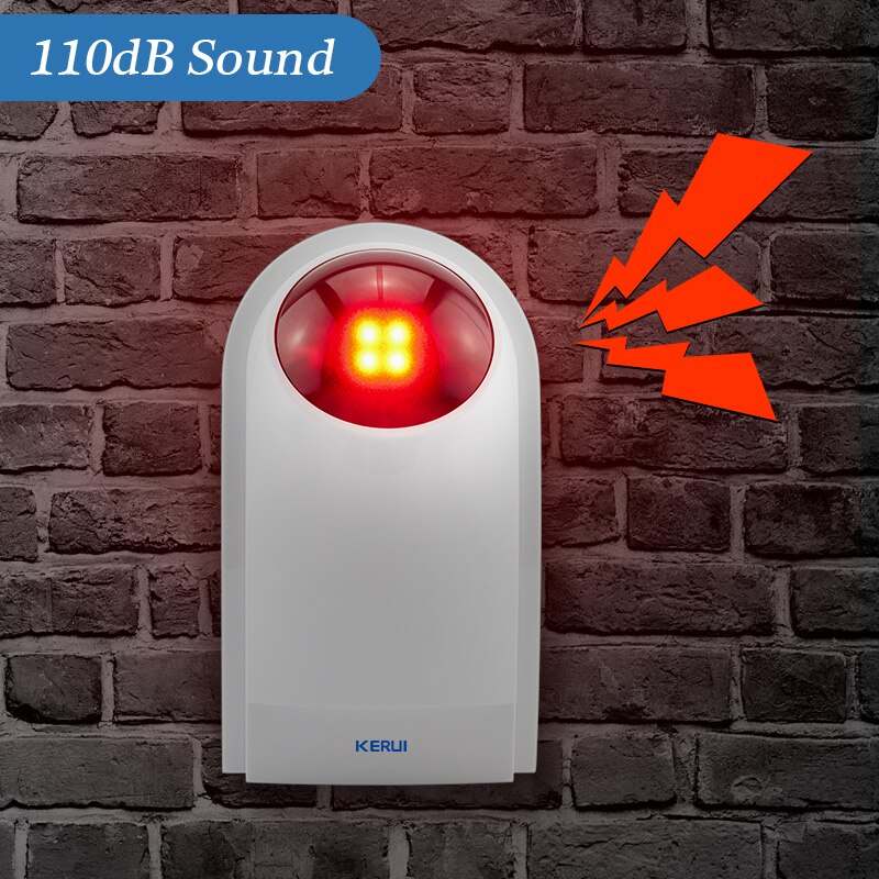 KERUI 433MHz 110dB Wireless Flashing Siren Sensor Alarm with F8 Transmitter Working for Home Security Alarm System