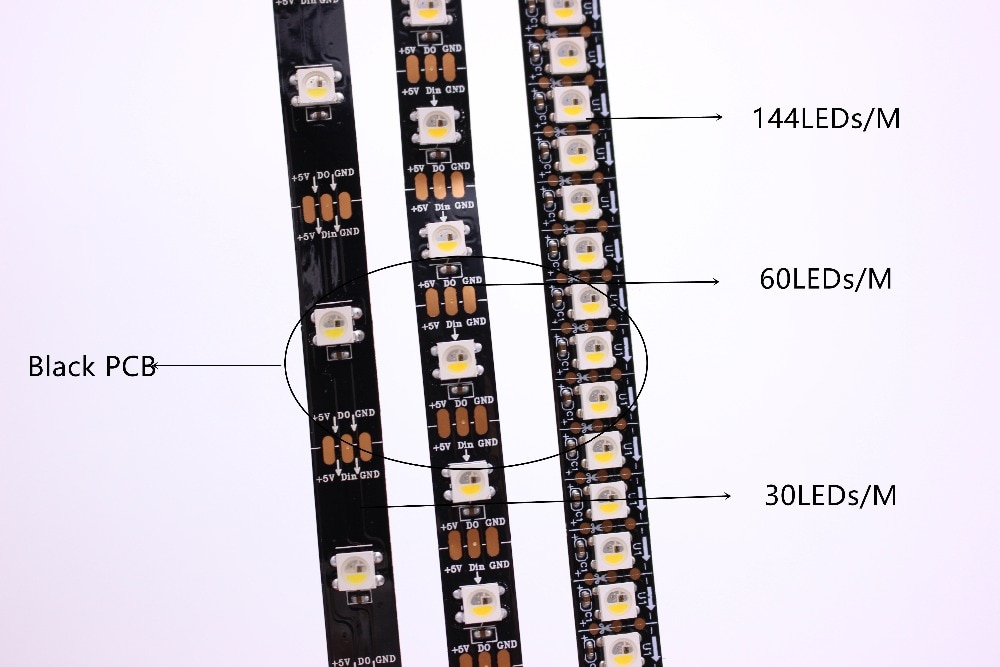 SK6812 RGBW (Similar Ws2812b) 4 en 1 1m/4m/5m 30/60/144 Leds/Pixels/M Tira direccionable Individual WW NW IP30/65/67 DC5V