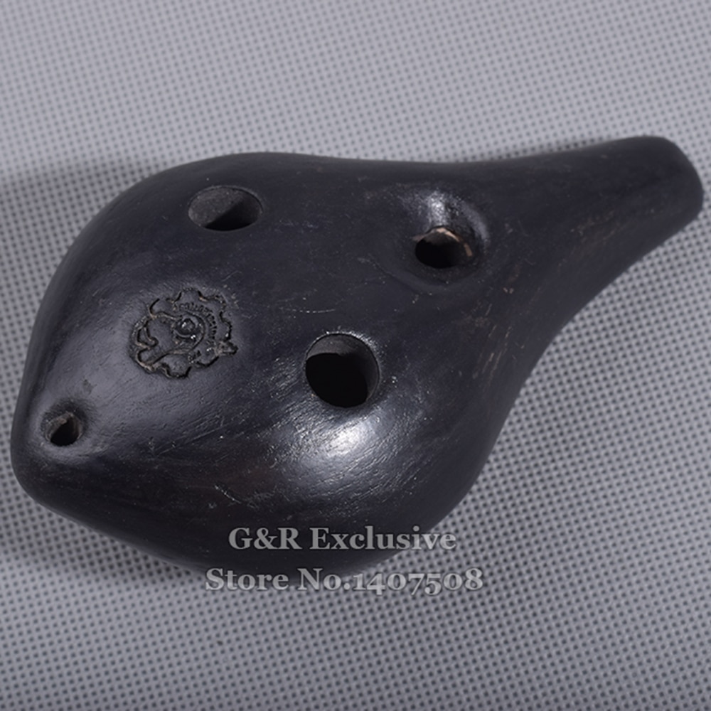 Chińnarty ceramiki czarny Ocarina AC 6 otwory flet instrument muzyczny alt C gliny Flauta dla początkujący prezent