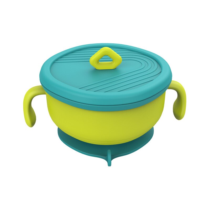 Assiette 3 en 1 pour bébé, bol de collation pour bébé avec paille, bol à ventouse supplémentaire, ensemble de vaisselle pour enfants en bas âge: Green