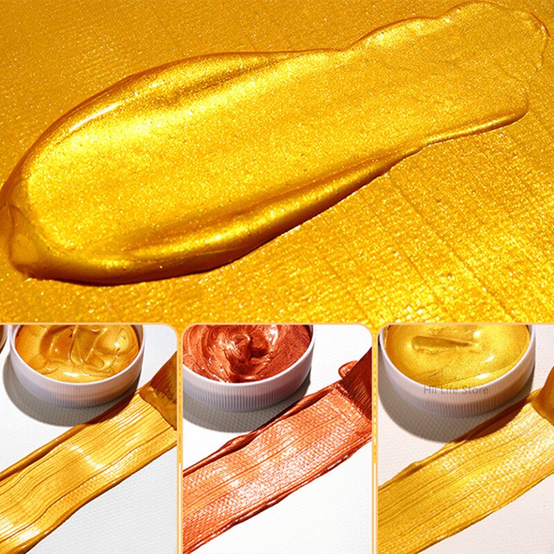 20Ml Gold Metallic Acryl Verf Waterdichte Niet Vervaagd Voor Beeldhouwwerken Coloring Diy Handgeschilderde Kleding Vloeibare Graffiti Pigmenten