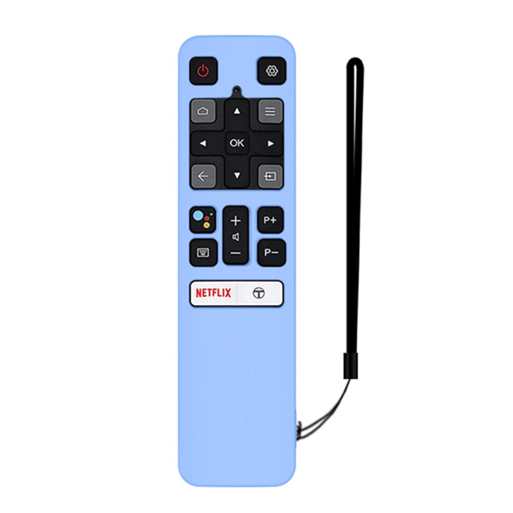 Funda protectora de silicona con cordón para mando a distancia, funda protectora para TCL RC802V FMR1 FNR1 155x40x18m: Verde y blanco