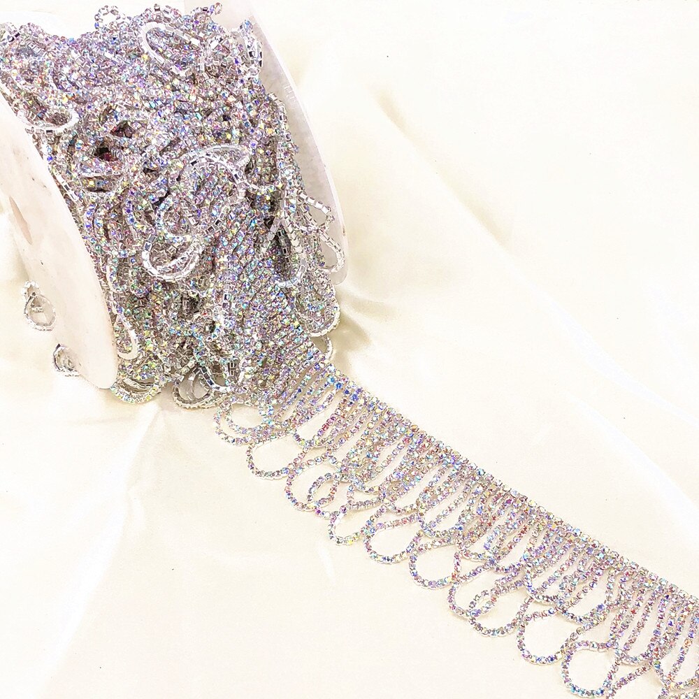 fantasia Oro Rosa di Modo di Cristallo Catena Della Tazza del strass Guarnizioni Abito Da Sposa Decorazione per Abiti Da Sposa Abbigliamento applique ordinare