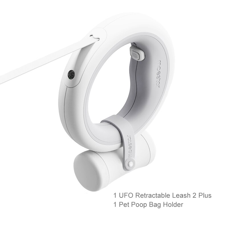 Original MOESTAR UFO Retractable Pet Leash 2 Plus Dog Traction Rope Flexible Ring Shape 3.0m with Rechargeable LED Light: Add bag dispenser