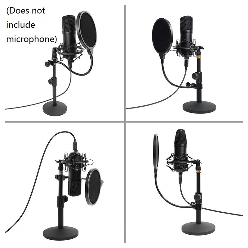 USB Condenser Microphone Tabletop Stand with Shock Mount Holder Mic Stand for Microphone