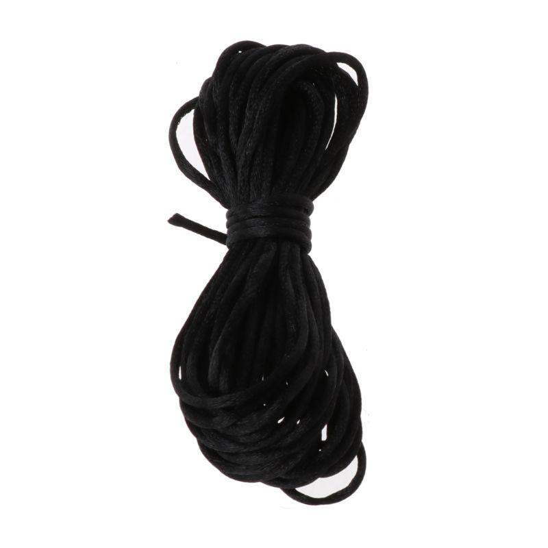 Baby Pacifiers Accessories 5m Satin Silk Rope 1.5mm Nylon Cord for Baby Mom Jewelry Making Teething Necklace Rattail Cord: Black