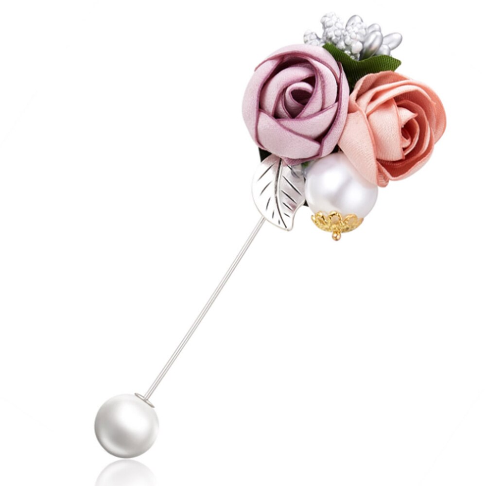 1 stycke dam tyg konst pärla tyg blomma brosch nål kofta skjorta sjal nål kappa badge smycken tillbehör: E