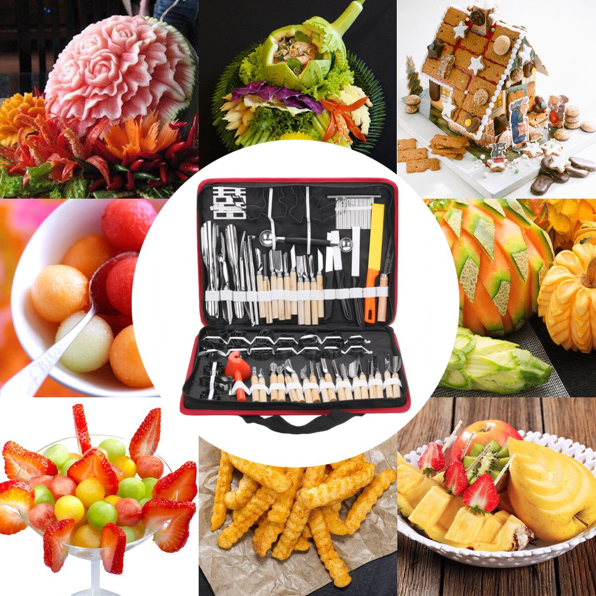 FANSEZQ Outil De Sculpture De Fruits, Outil De Creusement De Boule, Outil De Cuisine Multifonction En Acier Inoxydable, Outil De Salade De Bricolage FANSEZQ Outil De Sculpture De Fruits, Outil De Creusement De Boule, Outil De Cuisine Multifonction En Acier Inoxydable, Outil De Salade De Bricolage