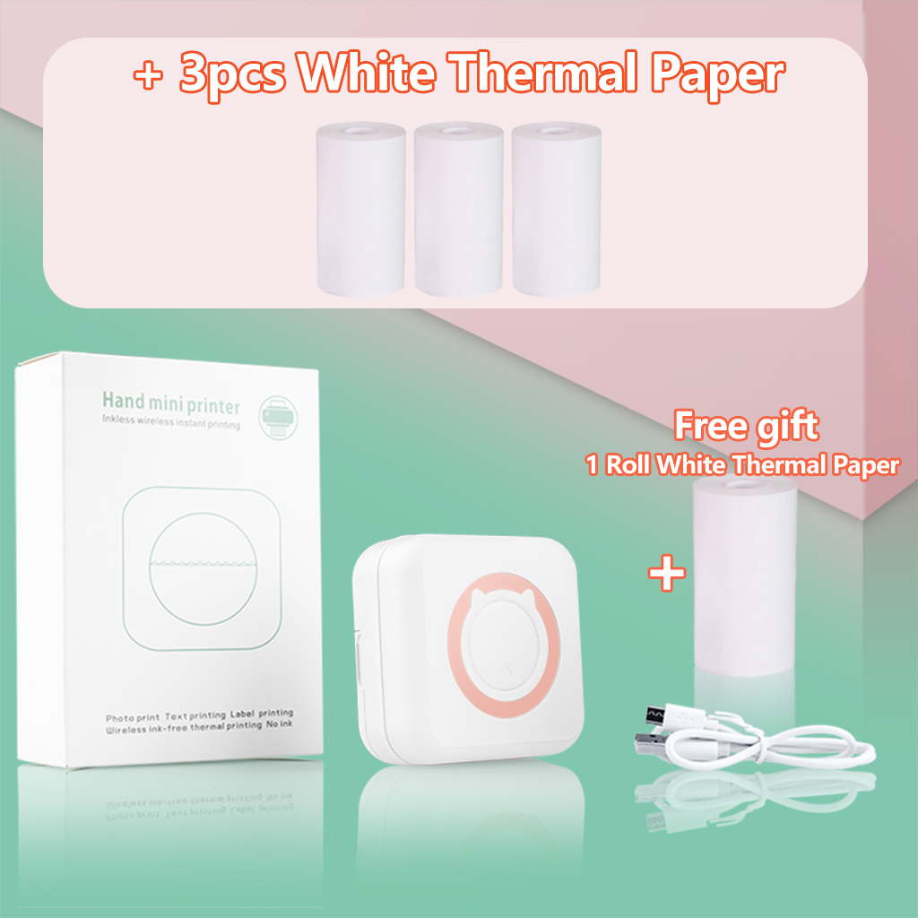 Tragbare Thermo Drucker C15 Papier Foto Tasche Thermische Drucker 57mm Druck Drahtlose Bluetooth Android IOS Drucker Für Art: Rosa 3 Weiß Papier