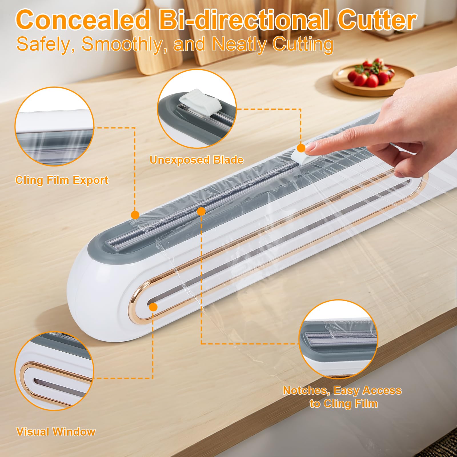 Magnetischer nachfüllbarer Kunststoffwickelspender mit Cutter Zinn Aluminiumfolie Spender Cutter Film Wachspapier Spender Küchenwerkzeug