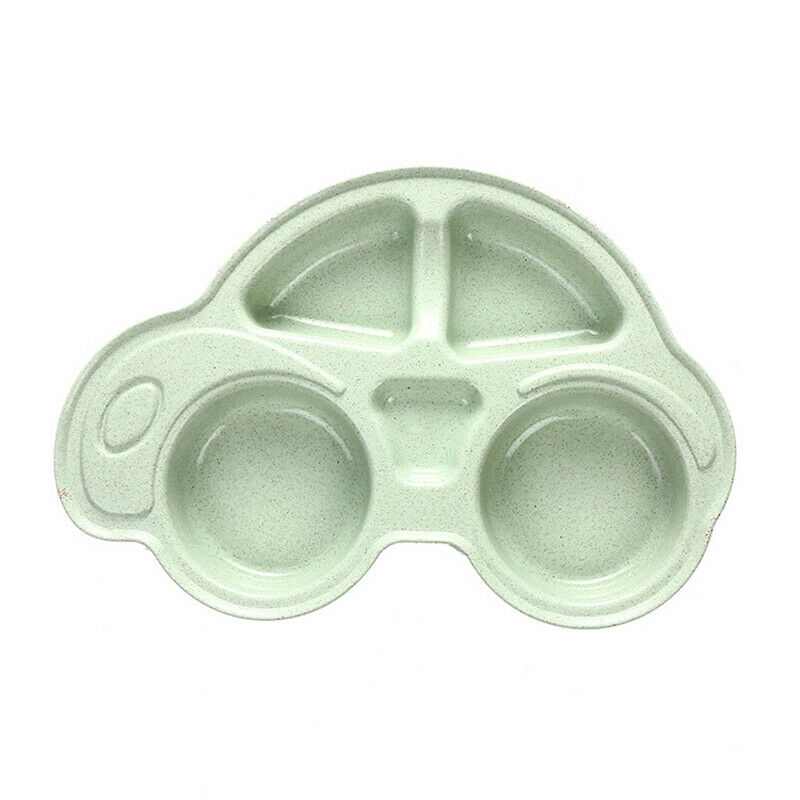 Småbørn spædbarn baby tegneserie retter mad tallerkener børn spisestel bordservice bakke baby pige dreng bil form tallerken: Grøn