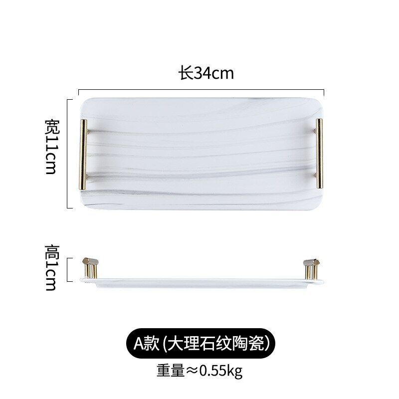 Bandeja de cerámica moderna de mármol dorado para restaurante, bandeja creativa para Sushi, plato de postre para desayuno en casa, accesorios de decoración para el hogar: F