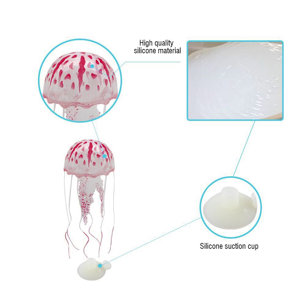 Aquarium Landschapsarchitectuur Decoratie Siliconen Transparante Fluorescerende Kwallen Glow Kunstmatige Vivid Kwallen Voor Aquarium Tank