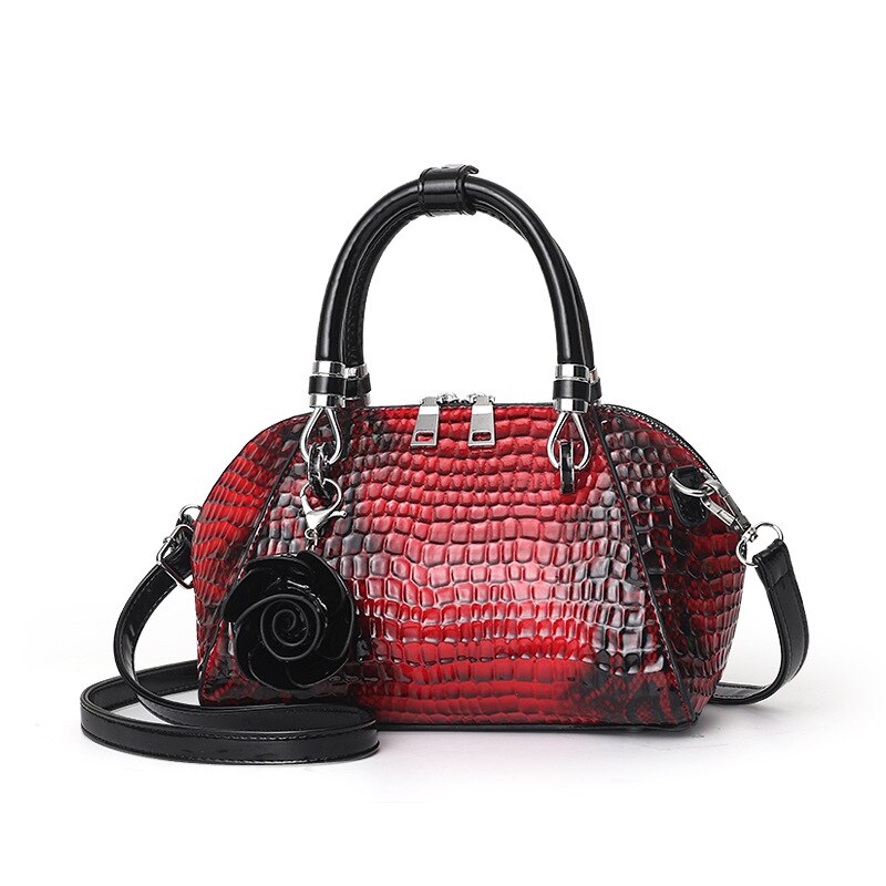 Vintage serpentine handtassen dames schoudertas kwastje bloem messenger bag sac a main femme crossbody tas: Wijnrood