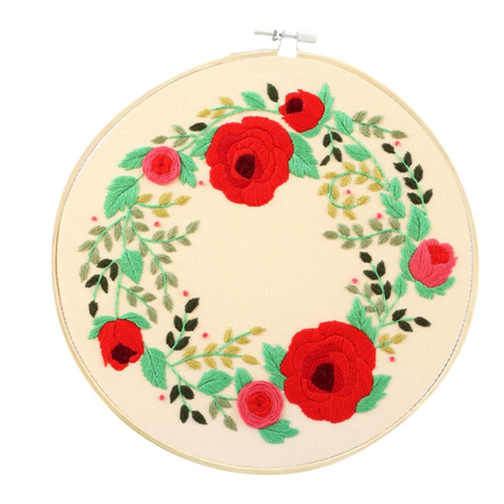 Bordado floral kit diy artesanato bordado ponto cruz decoração para casa carimbado bordado hoop threads definir aguja magica para bordar: D