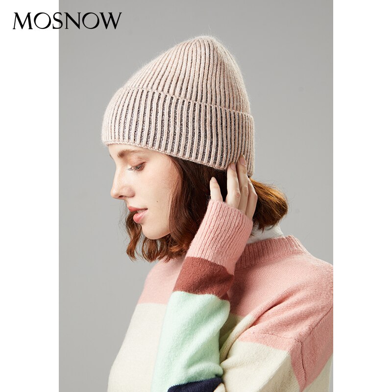 Kvinnliga mössor vintermössor för kvinnor kaninhår casual höststickad mössa tjejmössa mjuk mössa