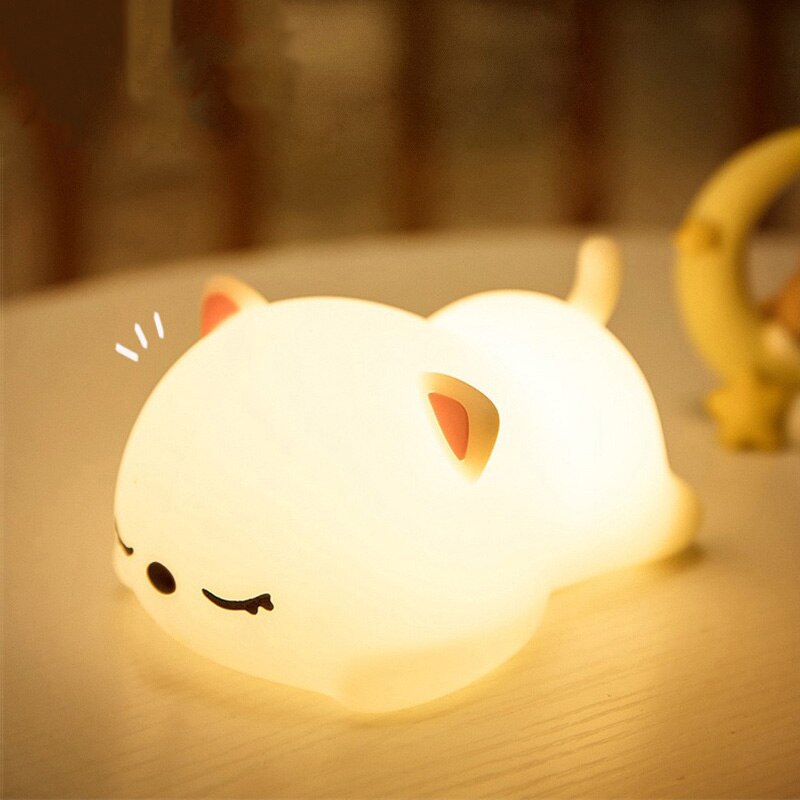 Nachtlicht katze silikon nachtlicht usb-wiederaufladbar touch-sensor schlafzimmer bettlampe mit fernbedienung für kinder baby dekoration